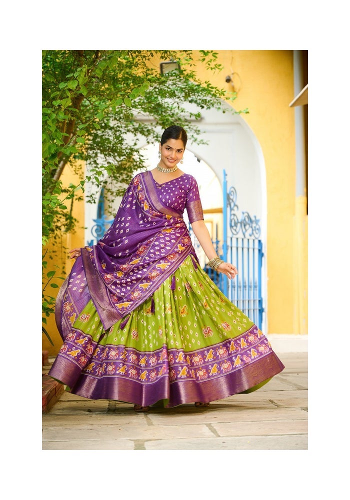 Malishka Export Lehenga Choli Set for Women in Mahendi Green - Image 4